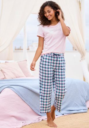 s.Oliver Pyjamaoberteil S.OLIVER, Damen, Gr. 32/34, rosa, Single Jersey, Obermaterial: 50% Baumwolle, 50% Viskose, bedruckt, Basic, Basic h&uuml;ftlang, Rundhals, e