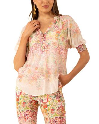 Hale Bob Hale Bob Yareli Short Sleeve Silk-Blend Top