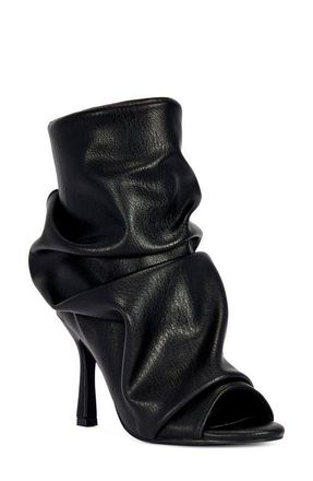 Azalea Wang Apex Slouchy Open Toe Bootie in Black at Nordstrom, Size 7.5