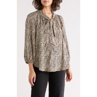 Renee C Tie Neck Long Sleeve Top in Black at Nordstrom Rack, Size X-Small