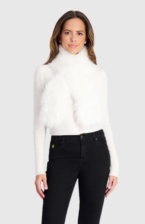 Gorski Genuine Shearling Knit Pull-Through Scarf in White at Nordstrom