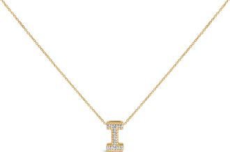 House of Brilliance Yellow Gold Vermeil.925 Sterling Silver Diamond Accent A-Z Initial Bubble Pendant Necklace