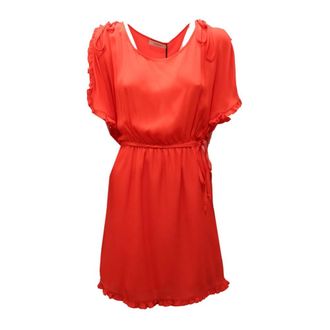 Twinset Oranje Voile Jurk met Voering - Dames - Korte kleedjes - Oranje - S - Polyester - Kleedjes