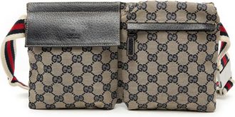Gucci Marsupio in tela GG con doppia tasca e decorazione Web 2000-2015 - Marrone