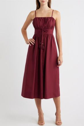Eliza J Sleeveless Poplin Midi Dress in Mulberry at Nordstrom, Size 14