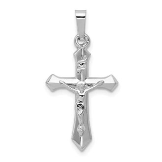 Diamond2Deal 14k White Gold Polished INRI Crucifix Pendant