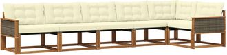 vidaXL Conjunto De Sof&aacute;s De Exterior 6 Uds. Natural Y Crema Vidaxl