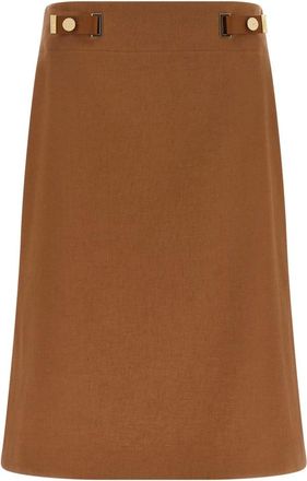 Fendi Rokken, Dames, Bruin, S, Katoen, Uitlopende Midi Rok