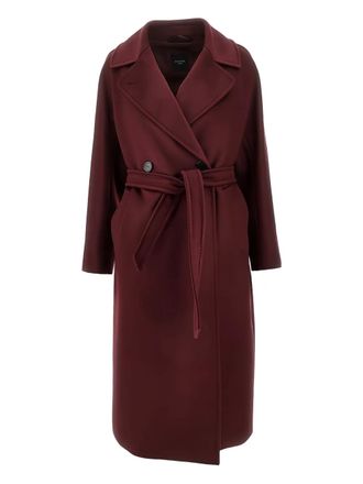 Max Mara belted virgin wool coat - women - Virgin Wool - 44 - Red