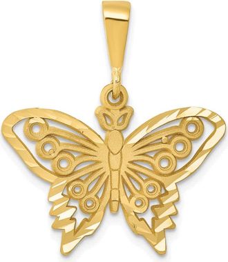 Diamond2Deal 14k Yellow Gold Butterfly Charm