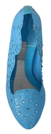 Dolce & Gabbana Womens Blue Crystal Floral Cinderella Heels Shoes Pvc