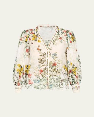Alice & Olivia Charis Floral Button-Front Blouse