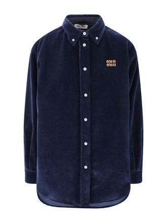 Miu Miu Camicia Corduroy Logo