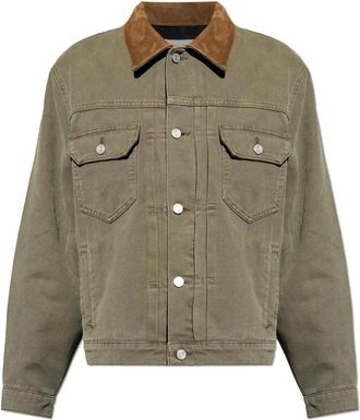 Frame Denim Jacket met su&egrave;de kraag - Heren - Spijkerjassen - Groen - S - Su&egrave;de - Jassen