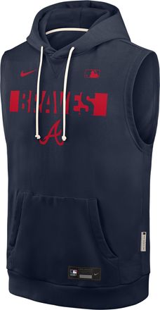 Nike Atlanta Braves Authentic Collection Standard Issue Nike Mens Dri-FIT MLB Sleeveless Pullover Hoodie in Blue | 03B44RHAW-4T2