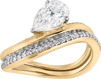 LuvMyJewelry Selena Silk Wave 1.4 Ct Pear Lab Grown Diamond Engagement Ring
