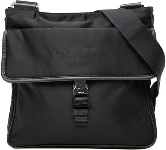 Prada Pre-owned Prada Saffiano Trimmed Tessuto Zip Top Crossbody Unisex AXWAZWK246OH32R6