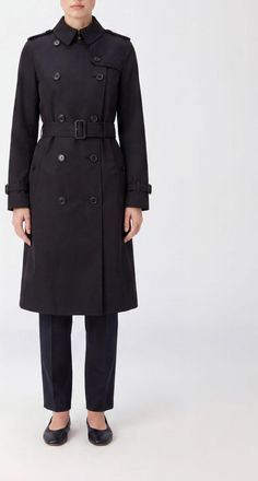 Burberry Trench doppiopetto in cotone lungo al ginocchio con cintura e mostrine