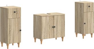 vidaXL Juego De Gabinete De Ba&ntilde;o De 2 Piezas Alkmaar Roble Sonoma Vidaxl