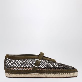 Alaia Espadrillas in rete e pelle scamosciata verde camouflage