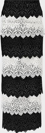 Carolina Herrera Tiered Lace Maxi Pencil Skirt
