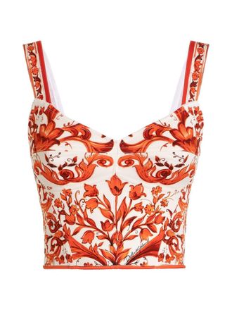 Dolce & Gabbana Top in seta stampa maiolica di Dolce & Gabbana
