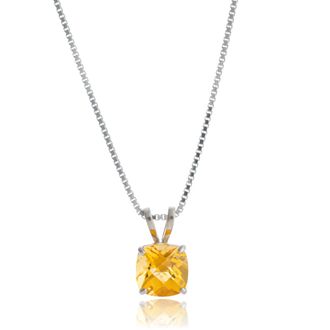 MAX + STONE Sterling Silver Cushion Cut Gemstone Pendant Necklaces with 18 inch Box Chain