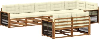 vidaXL Conjunto De Sof&aacute;s De Exterior 8 Uds. Natural Y Crema Vidaxl