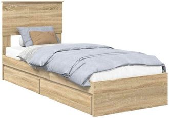 vidaXL Storage Bed with Drawer Sonoma Oak 75 x 190 cm Engineered Wood vidaXL