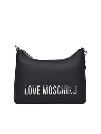 Love Moschino Black Polyurethane Zip Shoulder Bag