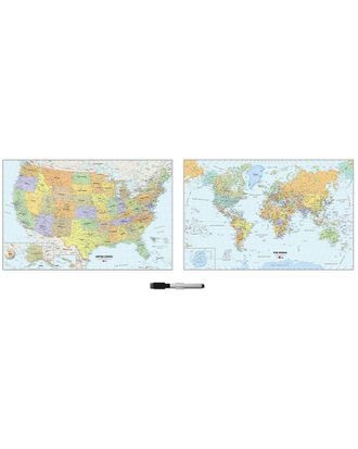WallPops Wallpops Wall Pops Us & World Map Decal Set