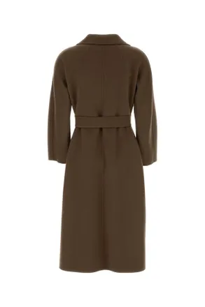 Max Mara Womens Mud Wool Esturia Coat New Dark Gold Exterior: Virgin Cappotti
