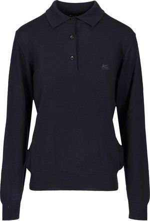 Etro Wool Polo Shirt Knitwear Blue