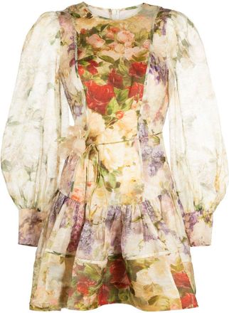 Zimmermann Sensory Flip linen-silk minidress - women - Silk/Linen/Flax/Cotton - 2 - Neutrals