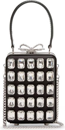 Self Portrait Satin Shoulder Bag With Crystals-Donna