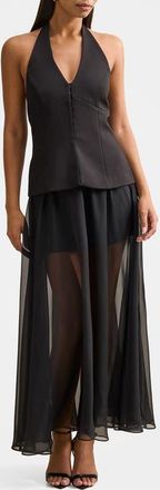 Ever New Martine Halter Maxi Dress in Black at Nordstrom, Size 14