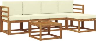 vidaXL Conjunto De Sof&aacute;s De Exterior 6 Uds. Natural Y Crema Vidaxl