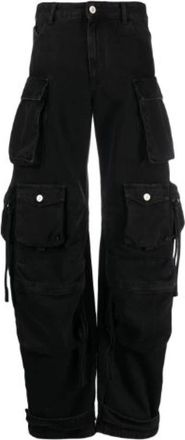 The Attico Zwarte Cargo Wide Leg Broek - Dames - Wijde Broeken - Zwart - W26 - Katoen - Broeken