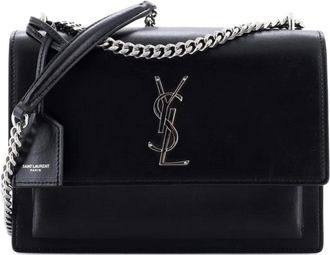 Saint Laurent Sunset Leather Medium crossbody bag - Zwart