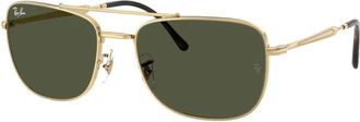Ray-Ban Rb 3755 Zonnebril Goud Groene Lenzen - unisex - Zonnebrillen - Geel - 62 MM - Accessoires