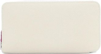 Herm&egrave;s Rose Tyrien White Epsom Leather Silk Long Wallet (Bi-Fold) (Pre-Owned)