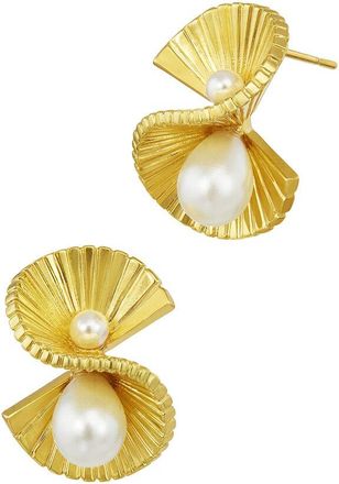 Savvy Cie Jewels 18K Plated 3-6Mm Pearl Stud Earrings