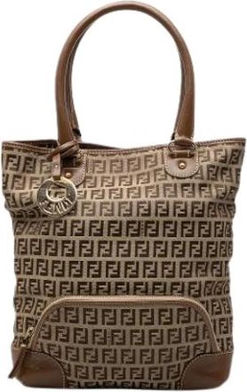Fendi Pre-owned Canvas Tote Bag - Dames - Vintage Shopper - Bruin - ONE Size - Leer - Vintage