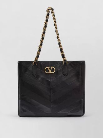 Valentino Garavani tote bag chain strap chevron pattern open top