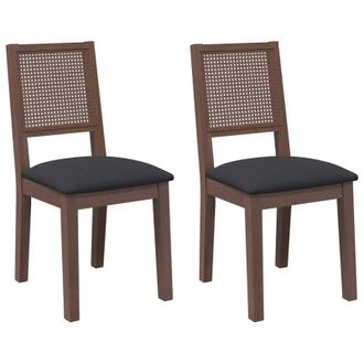 vidaXL Vidaxl - Sedie da Pranzo con Cuscini 2pz Marrone Legno Massello di Hevea