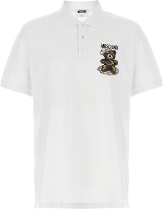 Moschino White Cotton Polo Mens Shirt