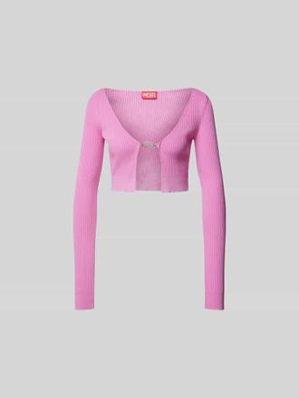 Diesel Cropped Cardigan mit Label-Detail in Pink, Gr&ouml;&szlig;e L