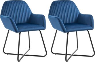 vidaXL Sillas De Comedor 2 Unidades Terciopelo Azul Vidaxl