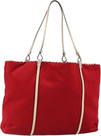 Prada Vintage Handbag Satin Red Satin Handbag (Pre-Owned)