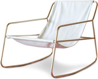 PIB Silla mecedora de tela blanca